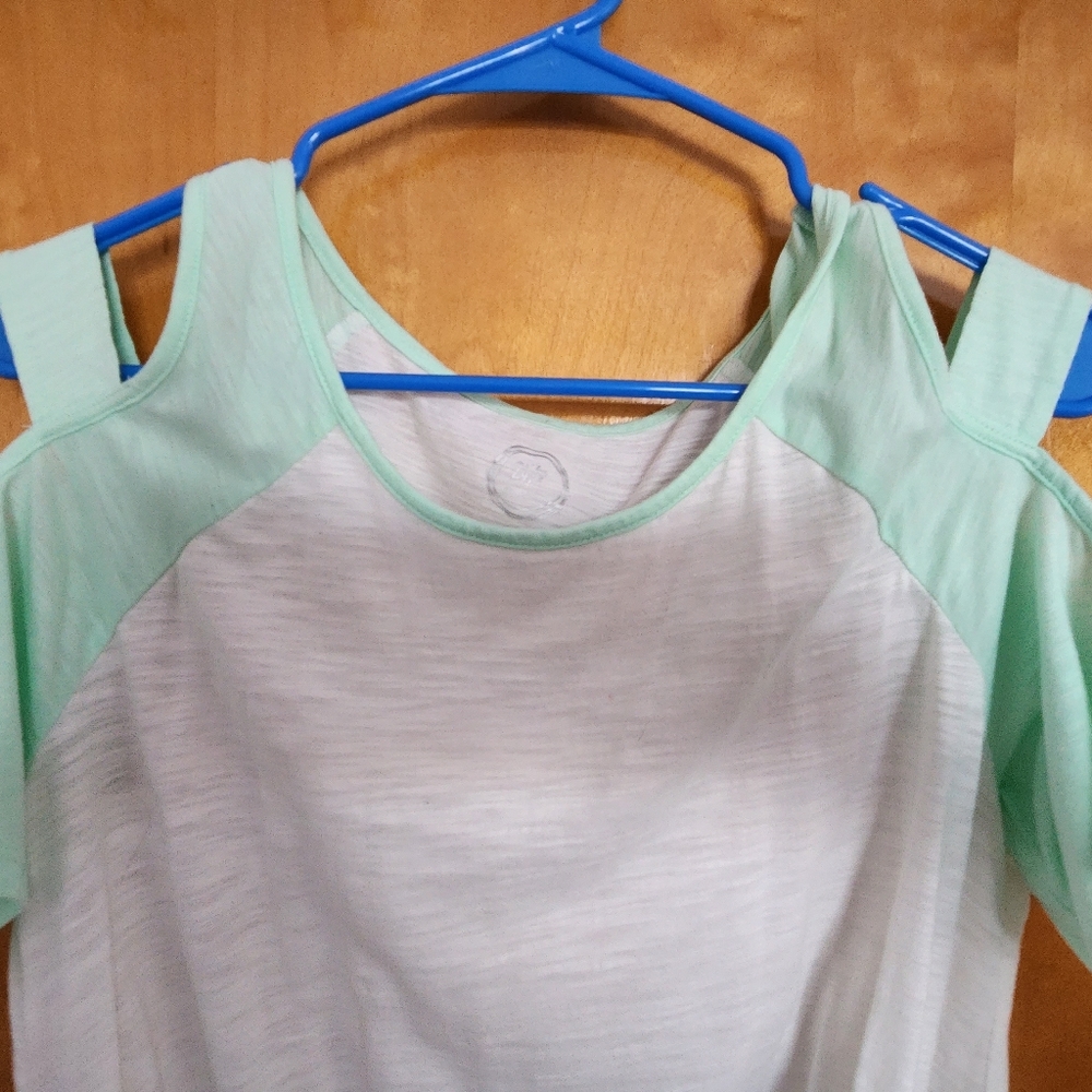 Cut out sleeve with knot at bottom t shirt